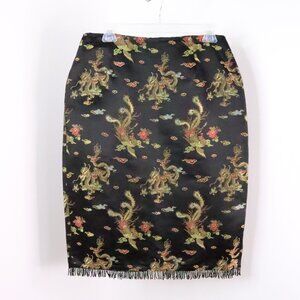 Karen Kane InStyle Women's 10 Y2K Asian Brocade Dragon Print Beaded Pencil Skirt